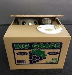 CAT BANK -Cat Stealing Coins into Grapes Money Box - Automatic Kitty Bank - Picture 1 of 11