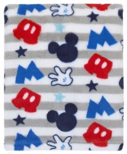 Mickey Mouse Plush Grey, Red, Blue Baby Blanket by Disney Baby - Picture 1 of 1