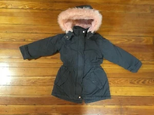 Esprit California Girls Parka Jacket Gray Faux Fur Hood Trim Size 4-5 Years - Picture 1 of 5