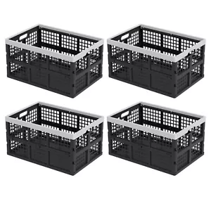 Idotry 4X 42 L Plastic Collapsible Storage Crates Large Stackable Folding Basket - Picture 1 of 12