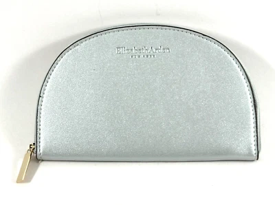 Bolso de Cosméticos Elizabeth Arden Cremallera Plateado Metálico Semi Círculo con Espejo Foto 1 de 4