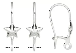 Ohr Draht, 10 versilberte Messing Sterne 18 mm Niere mit offener Schlaufe Ohrringe - Bild 1 von 4