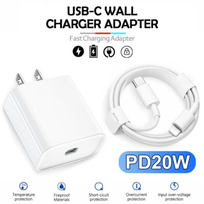 GP01 20W Wall Adapter Fast Power Charger 3FT USB-C Cable for iphone 14 13 12 11 X AB