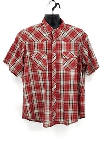 Wrangler Pearl Snap Front Shirt Red Plaid Men’s 2XL Short Sleeve ~Excellent~ - Picture 1 of 5