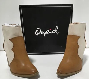 Qupid Camel & Cream Textured Western Bootie Women's Size 5.5 - Picture 1 of 6