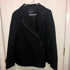 American Eagle Outfitters Wool Blend Double Breasted Pea Coat Black LARGE