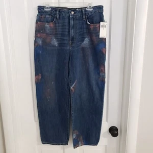 Lauren Ralph Lauren Women Atlas Wash Jeans SIZE 10 High Rise Relaxed Crop Grunge - Picture 1 of 13
