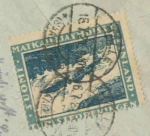FINLAND 1921 cover w CDS "KUUSANKOSKI" CINDERELLA STAMPED in GERMANY RRR!!! - Picture 1 of 3