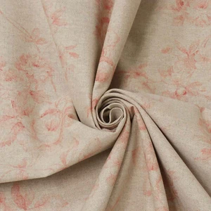 Double Width French Faded Red Rose Cotton/Linen Fabric | Curtains Upholstry - Picture 1 of 5