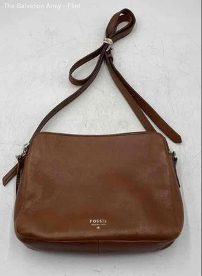 Bolso Bandolera Fossil Mujer Cuero Marrón Bolsillos Internos Correa Ajustable Foto 1 de 4