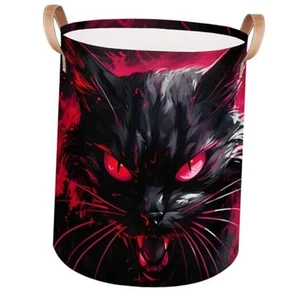 Black Cat Laundry Basket Red Animal Kitten Large Laundry Hamper Red Black - Picture 1 of 8
