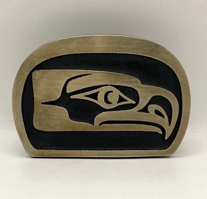 Seattle Seahawks Belt Buckle Rainbow Metals Solid Bronze Native American Eagle - Picture 1 of 5