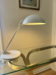 VINTAGE Schreibtischlampe weiß Metall Danish Modern Seneca 80er Jahre Schweden - Bild 1 von 7