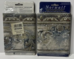 2 Vintage Norwall Home Trends Wallpaper Blue Florentine Border 7” x 5 Yards NOS - Picture 1 of 2