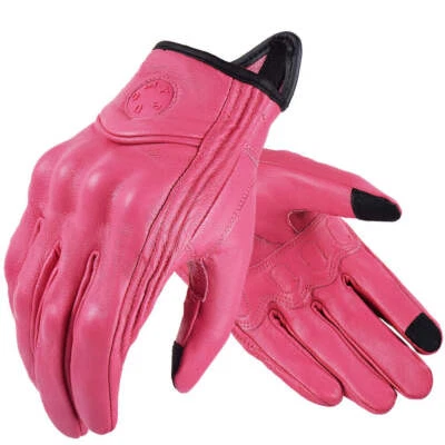 SUOMY Retro Cuero Mujer Moto Guantes Dama Rosa Bicicleta Eléctrica Guantes M Foto 1 de 4