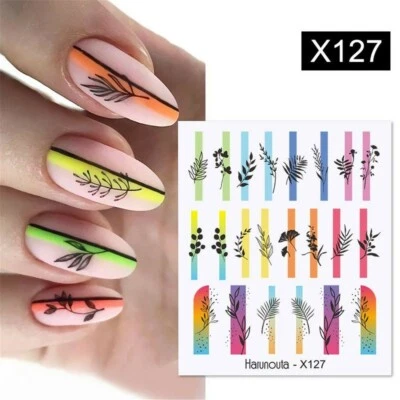 Nail Art Water Decals Stickers Transfers Spring Summer Flowers Leaf Fern (x127)