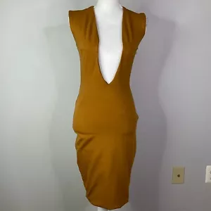 ASOS Aqua V For Vendetta Dress Women Size UK 8 Stretch Y2K Heavy Fabric Tan - Picture 1 of 15