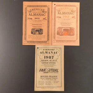 Lot Of 3 AMERICAN FARM and HOME ALMANAC editors Farmers Almanac 1982 1972 1987 - Picture 1 of 5