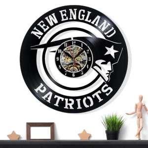 New England Patriots Vinyl Wall Clock Gift Surprise Ideas Friends Birthday Decor - Picture 1 of 5
