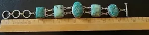 Green Turquoise Sterling Silver Bracelet - Picture 1 of 2