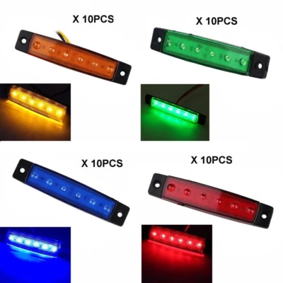 10 X 12V 6 LED Side Marker Indicators Lights Rear Lamp For Car Truck Trailer Bus - Image 1 of 4