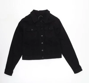 MS Jeans Womens Black Biker Jacket Size XL Button - Picture 1 of 10