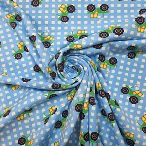 Jersey Stoff Meterware , Baumwolljersey mit Traktoren, Kinderstoff, 50 cm - Bild 1 von 5