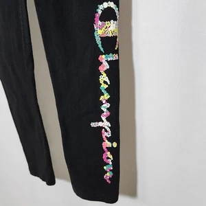 Champion Girls Size Small Vibrant Floral Writing Black Leggings - Picture 1 of 6