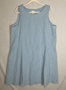 J Jill Linen Womens Dress Size XL Petite Light Blue Pockets Sleeveless Coastal - Picture 1 of 7