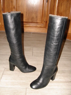 Botas Schutz para mujer 5.5B ULTRA SUAVES cuero negro tacón bloque 17" piso hasta arriba Foto 1 de 4