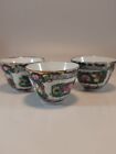 Three Antique Chinese Qing Dynasty Small Bowls Tea Cups, Handpainted Gilded 2"