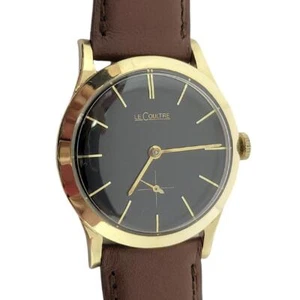 Vintage 14k LeCOULTRE Winding Watch c.1960s Cal 480/CW* BLACK DIAL*EXLNT - Picture 1 of 10