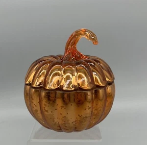 Orange Pumpkin Candle Pumpkin Spice Scent Mercury Glass - Picture 1 of 4