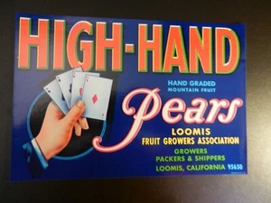 ETICHETTA VINTAGE PERE ALTE MANI FRUTTA MAI USATA. Circa 10 1/2" X 7 1/4" - Foto 1 di 1