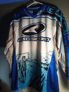 Axo Motocross Blue White Racing Jersey Long Sleeve Size L Men’s#N - Picture 1 of 5
