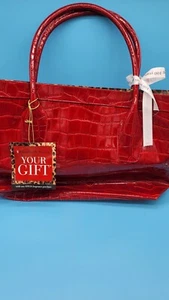 Elizabeth Arden Large Red Double Handle Tote Bag With Glossy Finish - Picture 1 of 4