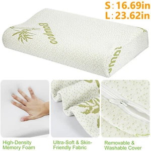 19.69/23.62" Bamboo Memory Foam Sleep Orthopedic Bed Pillow Pillow Neck Support - Picture 1 of 11