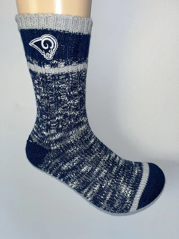 LA LOS ANGELES RAMS NFL FOOTBALL LOGO MENS BLUE ALPINE CREW SOCKS LARGE Q Cover