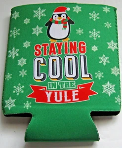 Weihnachten Dosenkühler Koozie Cool bleiben in der Weihnachtszeit Essen Trinken und Merry Pinguin sein - Bild 1 von 3