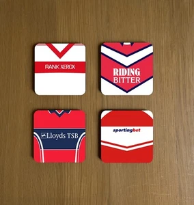 HULL KR RUGBY LEAGUE RETRO KIT COASTERS PACK OF 4 - Picture 1 of 1