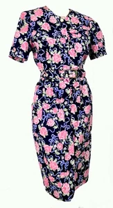Vestido Vintage Power Años 80 Rosa Marino Algodón Lápiz Mougle Cinturón Camisa L XL - Imagen 1 de 7