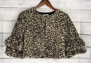 Bonnie Jean Girls Size L Animal Print FAUX FUR BOLERO Shrug Sweater Jacket EUC - Picture 1 of 6