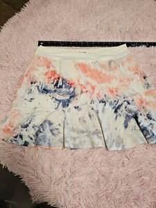 Lija Pastel Floral Ruffled Mesh Pull On Athletic Skort Tennis Size Large - Picture 1 of 7
