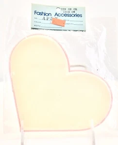 White Satin Heart Applique',Pink Border, Sew/Iron on, 5"x6" - Picture 1 of 1