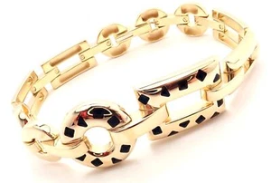 Raro! Autentico Bracciale Maglia Cartier Pantera Oro 18k Lacca Nera Maglia Maglia Maglia - Foto 1 di 12