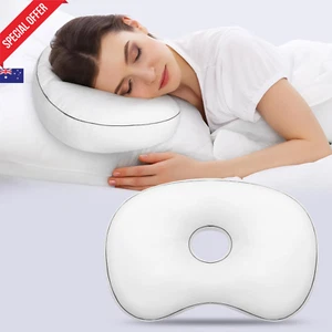 Piercing Pillow for Side Sleepers, 12x18" White Velvet, Ear Pain Relief - Picture 1 of 12