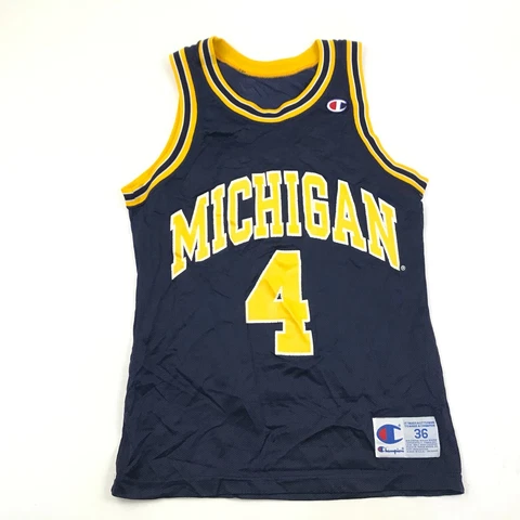 VINTAGE Michigan Wolverines Jersey Size 36 Champion Blue Tank NCAA Basketball Cover