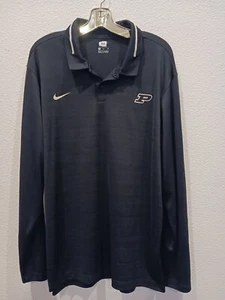 Purdue Boilermakers Shirt Mens Long Sleeve XLarge Black Polo Nike Dri Fit XL - Picture 1 of 3