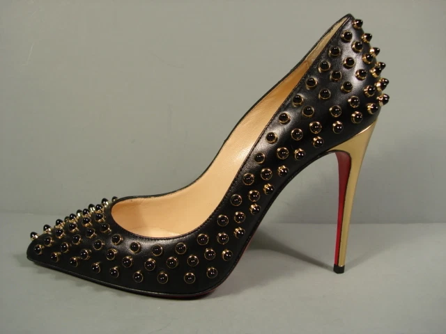 CHANEL Classic Gathered Black Beige Lambskin Round Toe PUMPS HEELS CC 38