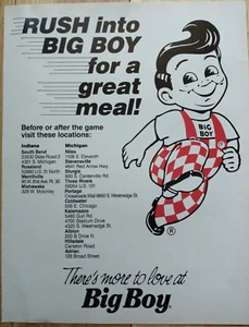 Rush into BIG BOY for a Great Meal 1990 Print Ad Restaurants Michigan Indiana - Bild 1 von 1